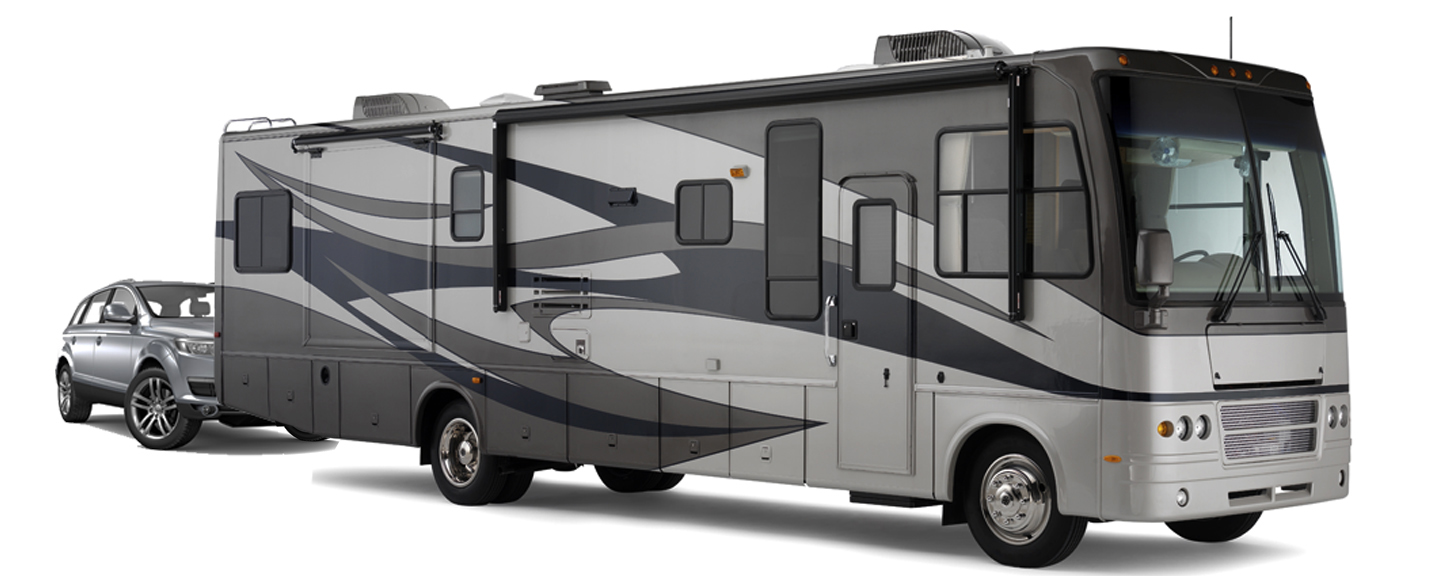 Blue Ox Towing SwayPro Image of motorhome towing small suv